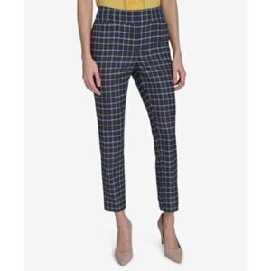 Tommy Hilfiger Women's Plaid-Print Slim-Fit Ankle Pants in Midnight Blue Multi